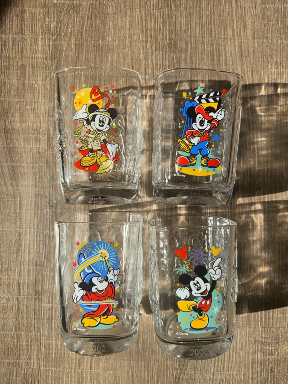 Disney Mickey Mouse Vintage Cartoon Glasses Set - Colorful Graphics
